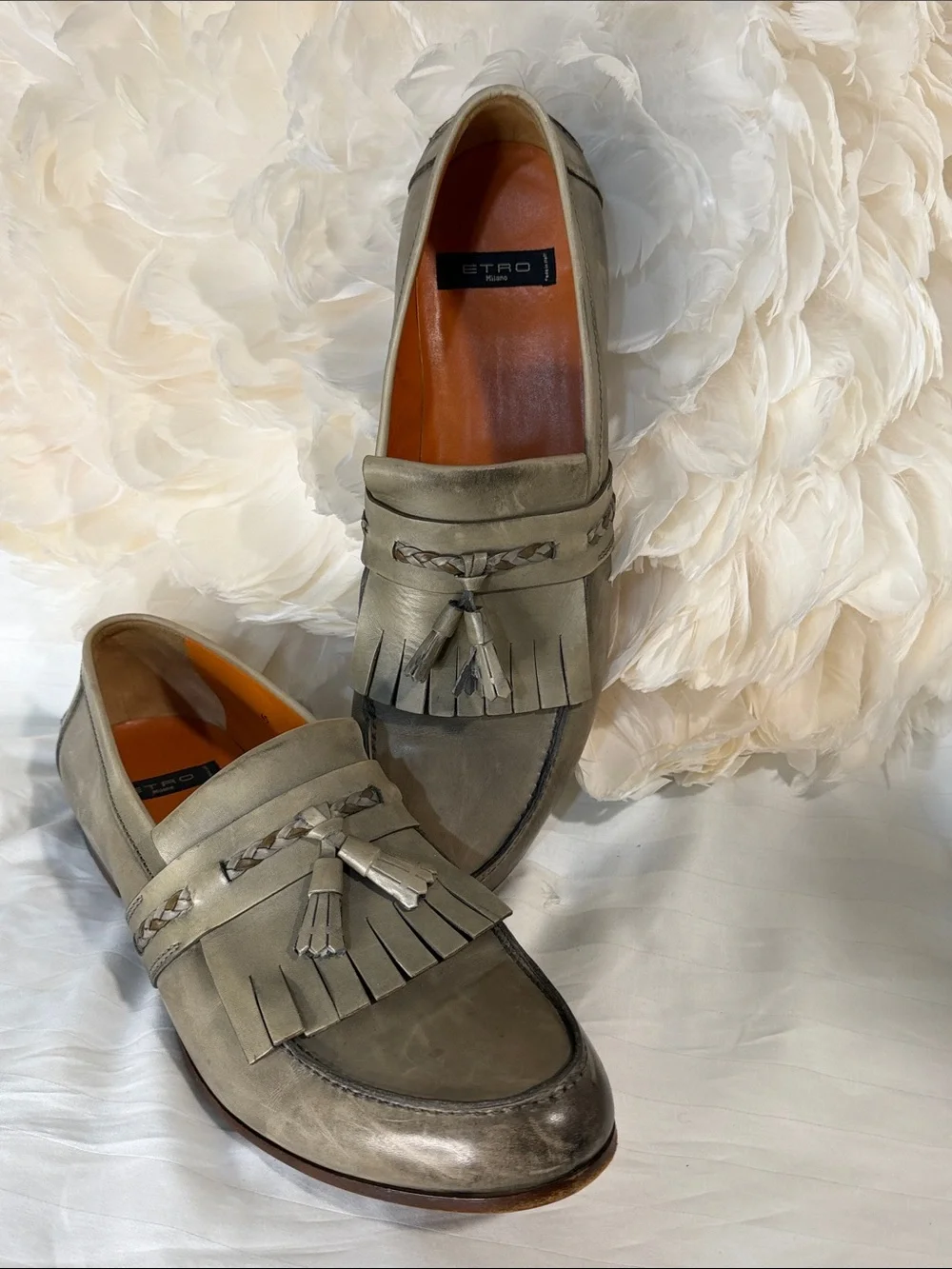 ETRO Milano Metallic Leather Kiltie Tassel Loafers – Size 45/12